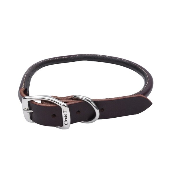 Circle T Latigo Leather Dog Collar Round 3/8" 14"